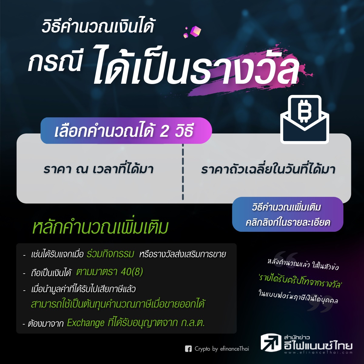 คำนวณเงินได้กรณีเป็นรางวัล