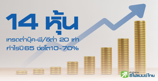 รูป พบ 14 หุ้น กำไรปีนี้จ่อโต 10-70% แถมเทรดต่ำบุ๊ค-พี/อีต่ำ 20 เท่า