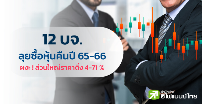 รูป 12 บจ.ประกาศซื้อหุ้นคืนปี 65-66 สถิติเผยเกินครึ่งราคารูด 4 - 71%