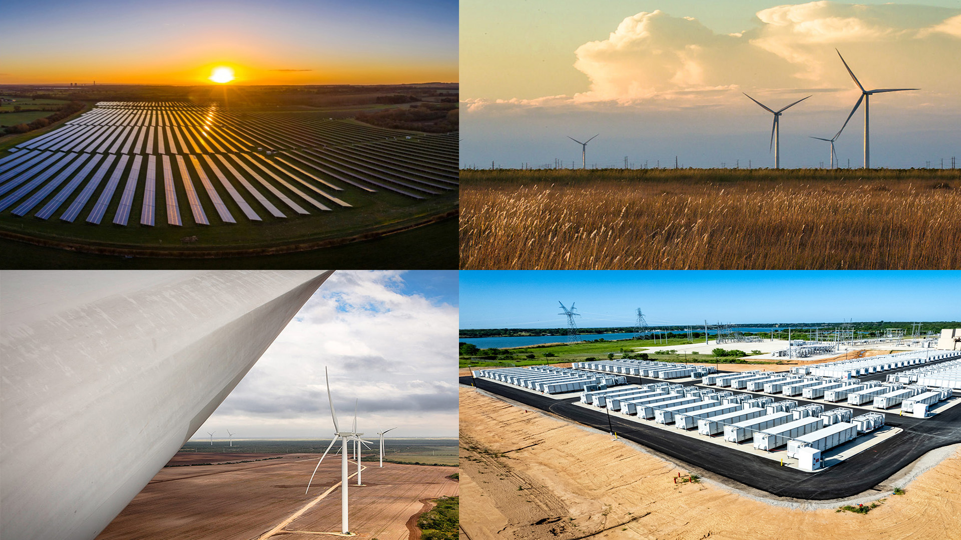 A collage of different images of a solar farmDescription automatically generated