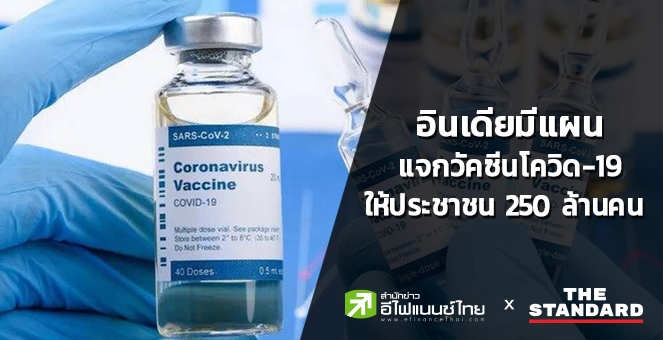 อินเดีย มีแผนแจกวัคซีนโควิดให้ประชาชนในประเทศ 250 ล้านคน ภายในก.ค.2021