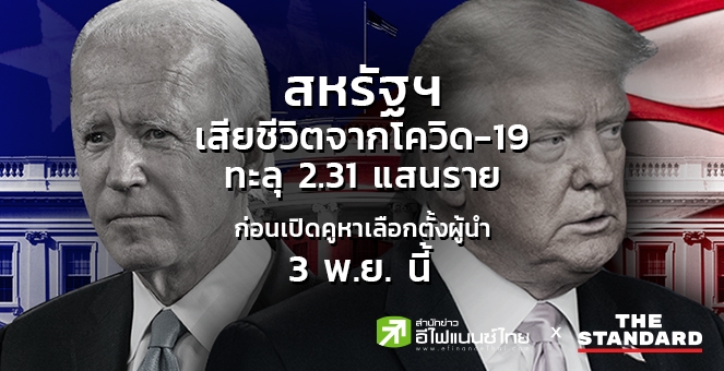 สหรัฐฯเสียชีวิตจากโควิดทะลุ 2.31 แสนราย ก่อนเปิดคูหาเลือก 3 พ.ย.นี้