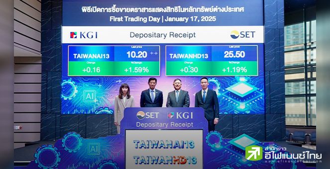 KGI เปิดตัว 2 DR `TaiwanAI13` และ `TaiwanHD13W` ลงทุนธุรกิจ AI ไต้หวัน รับเทรนด์เติบโต