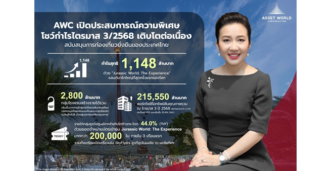 AWC เปิดประสบการณ์ความพิเศษ พร้อมกำไรสุทธิไตรมาส 3/2568 เติบโตต่อเนื่องสู่ 1,148 ล้านบาท