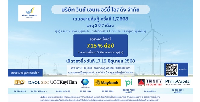 หุ้นกู้ WEH ครั้งที่ 1/2568 กระแสตอบรับวันแรกคึกคัก สถาบัน-รายใหญ่เชื่อมั่น