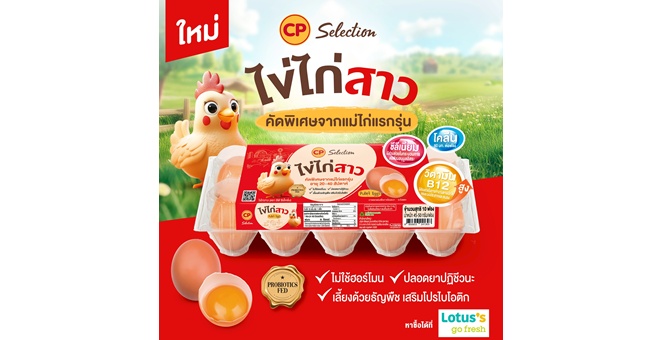 ซีพีเอฟ เปิดตัว `ไข่ไก่สาว CP` เจาะกลุ่มผู้บริโภคใส่ใจสุขภาพ