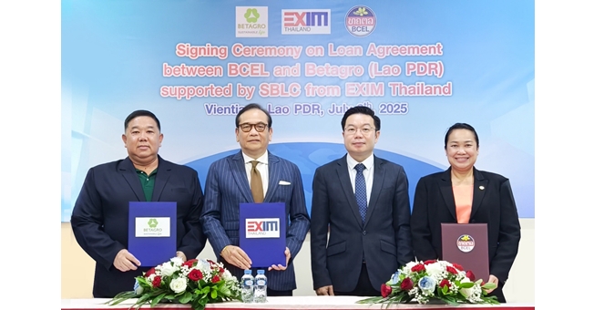 EXIM BANK จับมือธนาคาร BCEL ใน สปป.ลาว ริเริ่มสนับสนุนเงินทุนสกุลกีบ ขยายกิจการอาหารสัตว์ของกลุ่มเบทาโกร ขับเคลื่อนเศรษฐกิจและการพัฒนาอย่างยั่งยืน