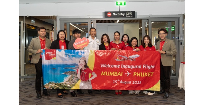 เวียตเจ็ทไทยแลนด์ เริ่มเที่ยวบินปฐมฤกษ์ “ภูเก็ต – มุมไบ” เสริมเครือข่ายเส้นทางบินสู่อินเดีย