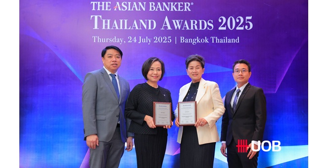 ยูโอบี คว้าสองรางวัลอันทรงเกียรติจาก The Asian Banker Thailand Excellence Awards 2025